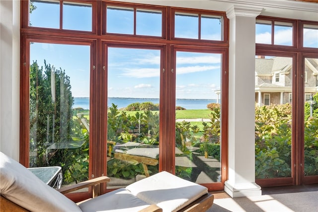 doorway with a water view