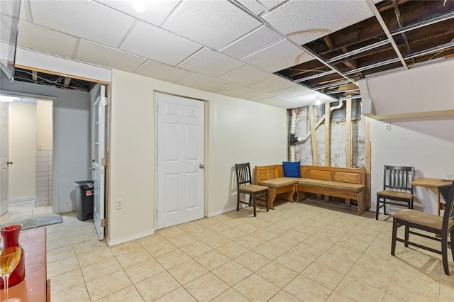 107 Lenox Ave, Providence, RI 02907 - finished below grade area featuring a drop ceiling and baseboards