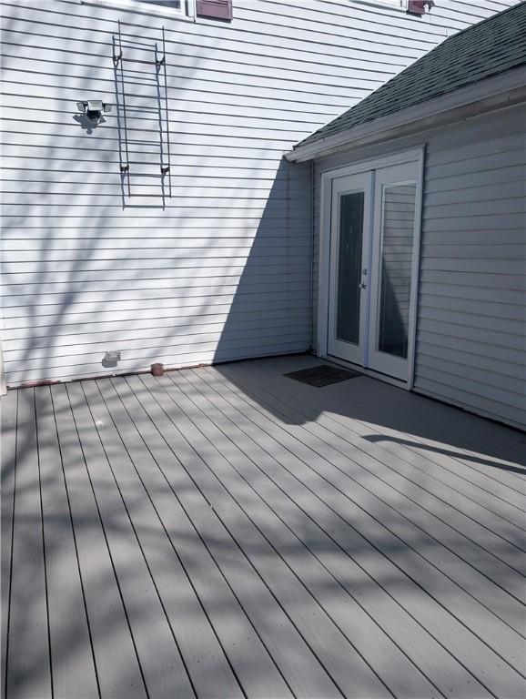 wooden deck with french doors