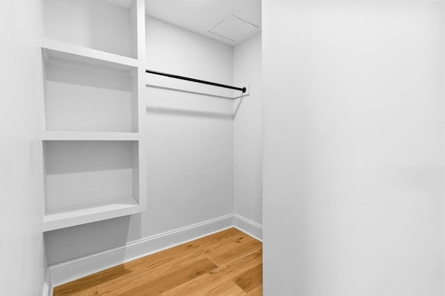 walk in closet featuring wood finished floors