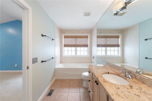 full bath featuring visible vents, plenty of natural light, and a bathing tub