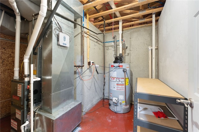 utility room with gas water heater