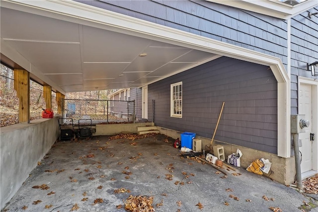 view of patio with an attached carport