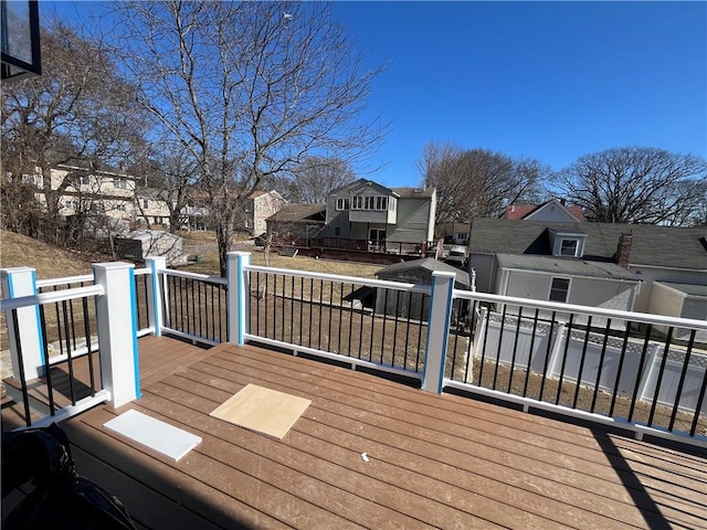 deck with a residential view