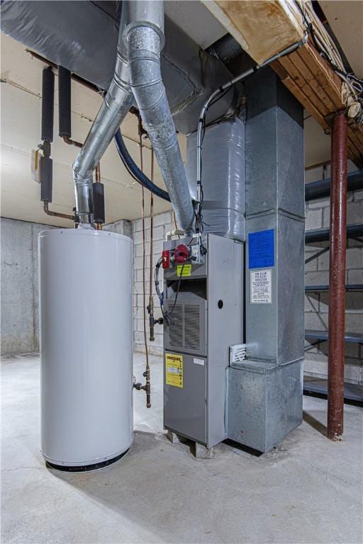 utility room with water heater