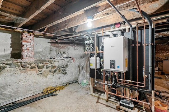 utility room with water heater