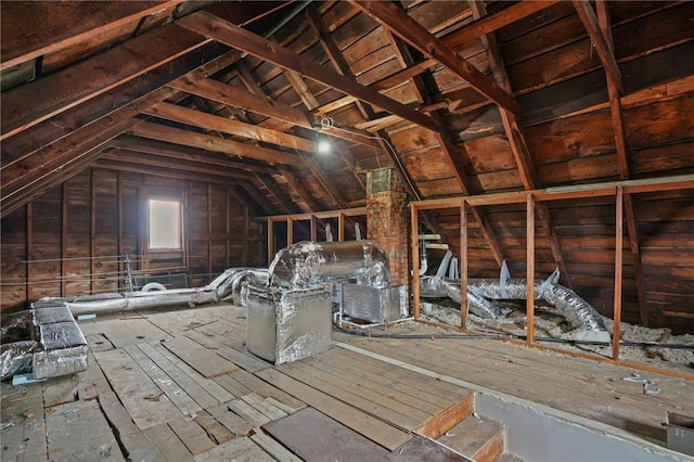 view of unfinished attic