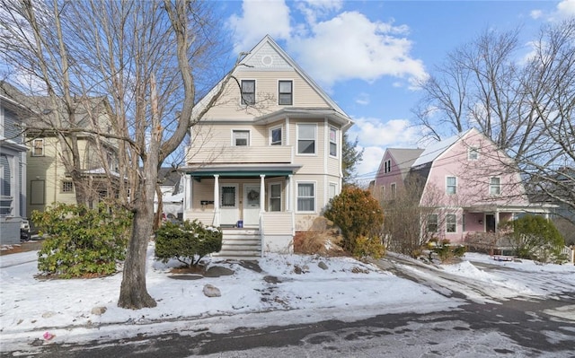 view of front of home featuring covered porch