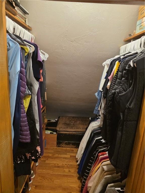 spacious closet with wood finished floors