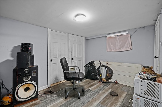 office area featuring wood finished floors