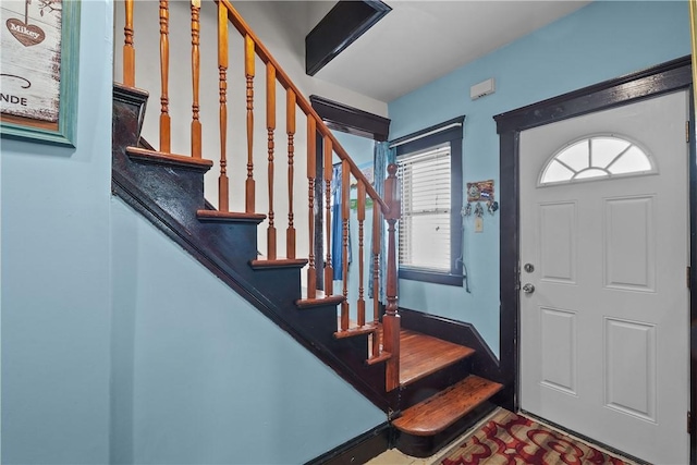 entryway featuring stairs