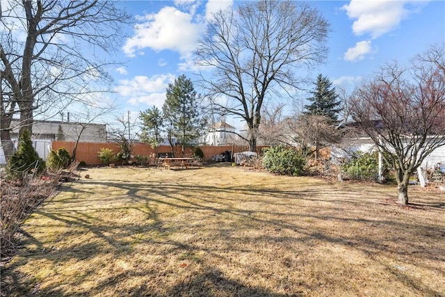 view of yard with fence