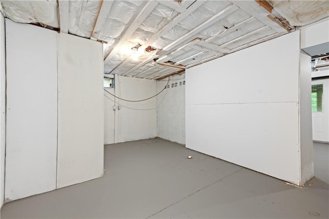 view of unfinished basement