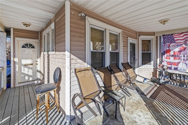 wooden deck with covered porch