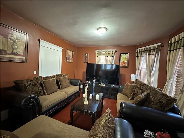 living area featuring wood finished floors