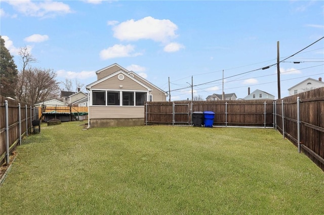 view of yard featuring a fenced backyard