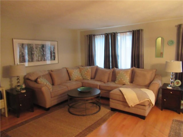 living room with light wood-style floors