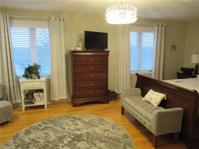 bedroom featuring light wood-style floors