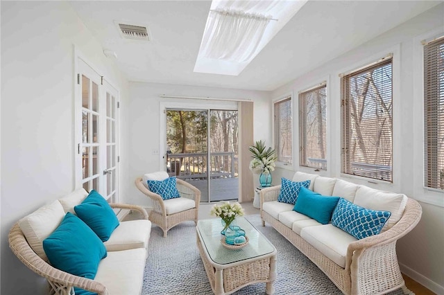 sunroom featuring visible vents