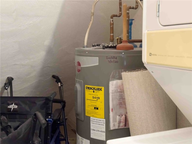 utility room featuring electric water heater