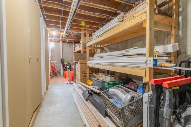 view of unfinished basement