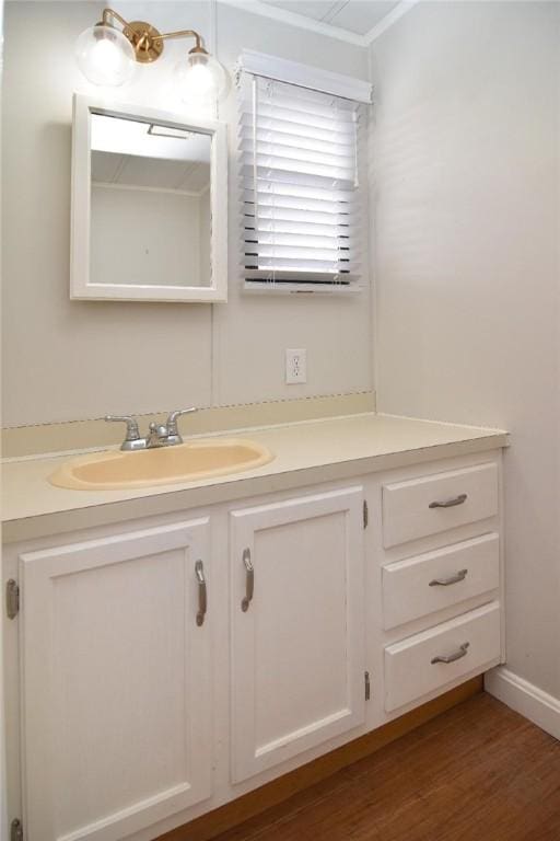 bathroom featuring vanity and wood finished floors