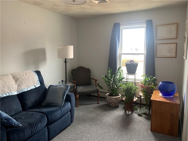 living room featuring visible vents