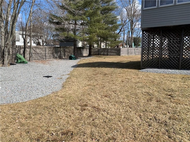 view of yard with a fenced backyard