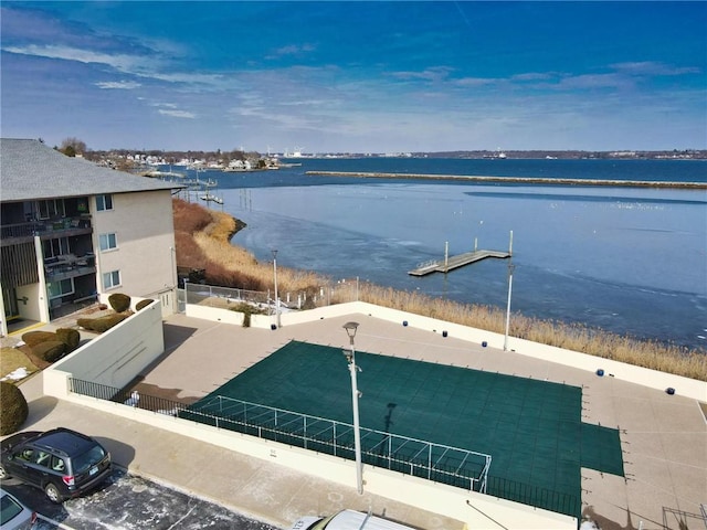 water view with a fenced backyard