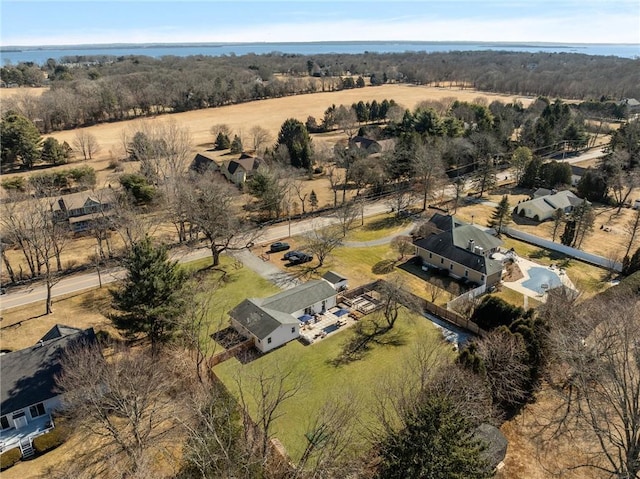 birds eye view of property featuring a rural view