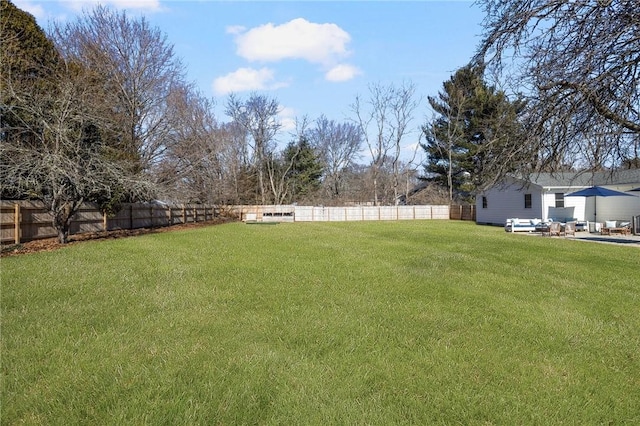 view of yard featuring a fenced backyard