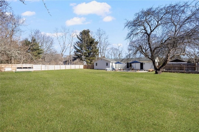 view of yard featuring a fenced backyard