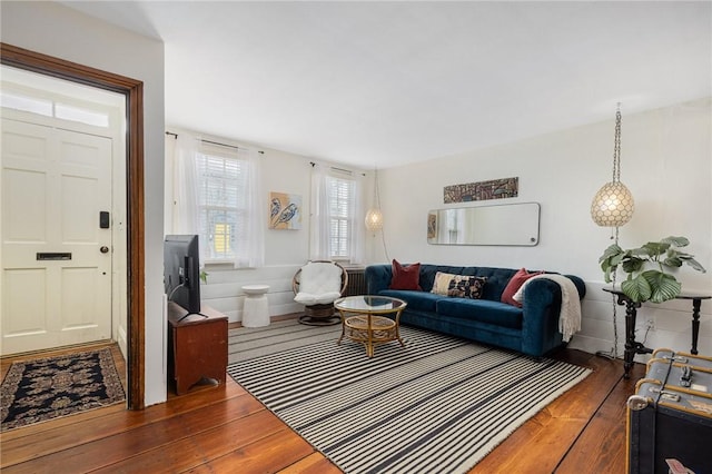 living area featuring hardwood / wood-style flooring