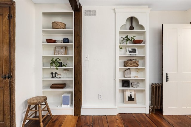 closet with radiator heating unit and visible vents