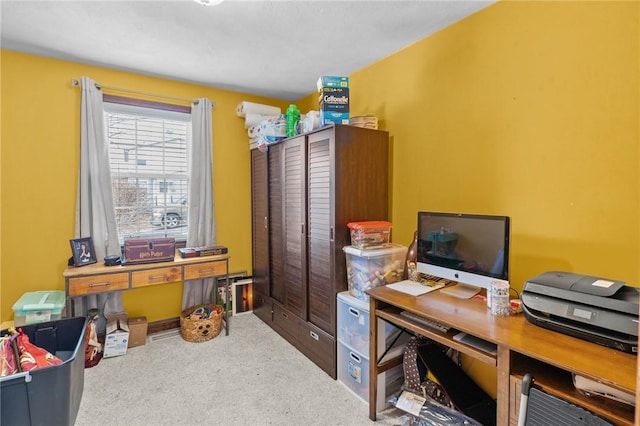 view of carpeted home office