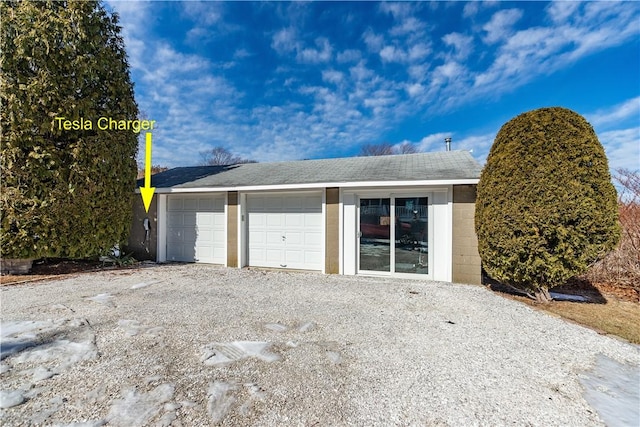 view of detached garage