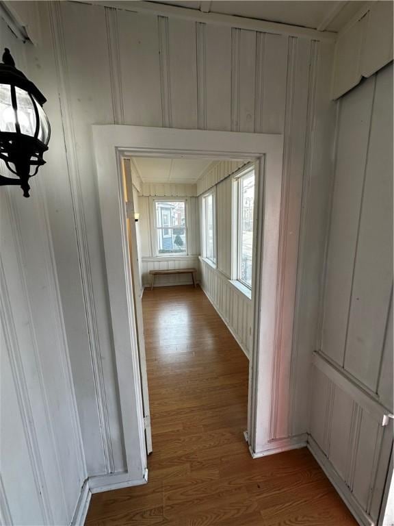 corridor with wood finished floors