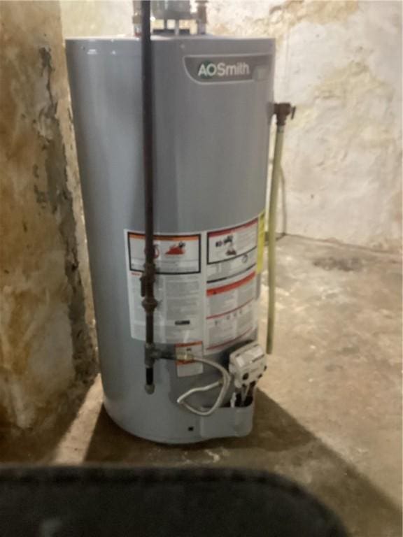 utility room featuring water heater