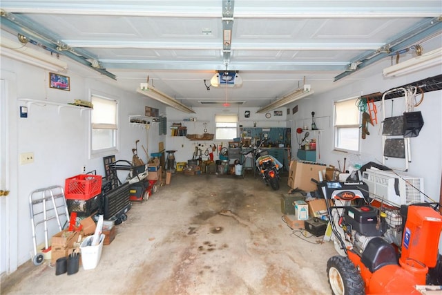 garage with a garage door opener