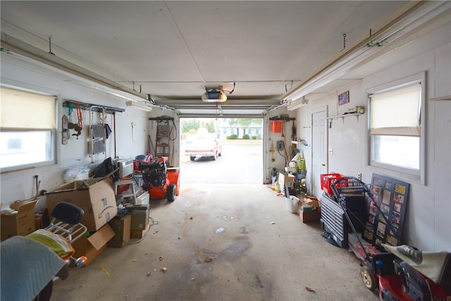 garage with a garage door opener