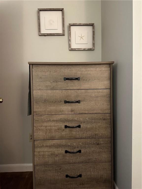 details with baseboards and wood finished floors