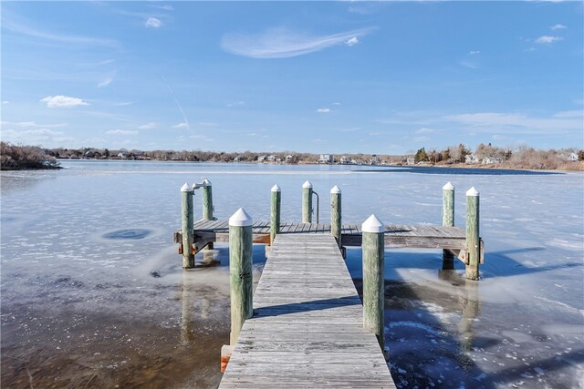 view of dock featuring a water view