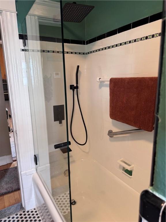 bathroom featuring a stall shower