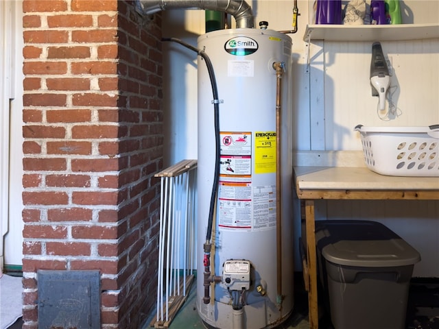 utility room with gas water heater