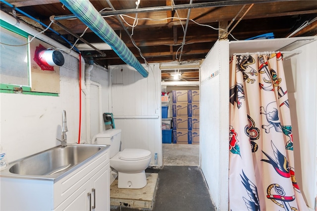 unfinished basement with a sink