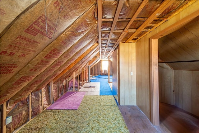 view of unfinished attic