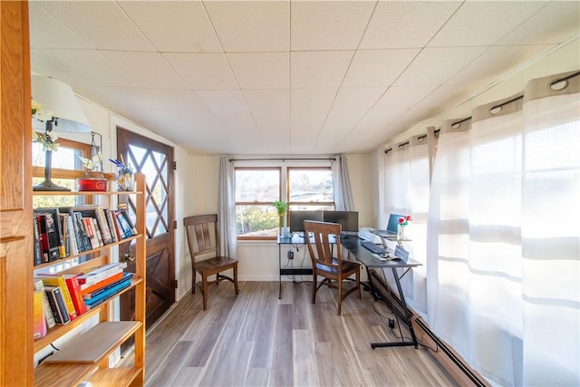 office space with wood finished floors