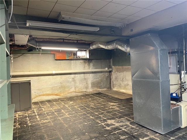 basement with heating unit