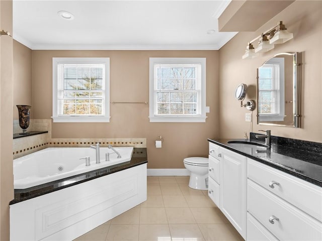 bathroom with tile patterned flooring, plenty of natural light, and toilet