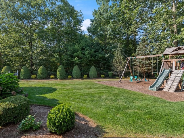 view of yard with a playground